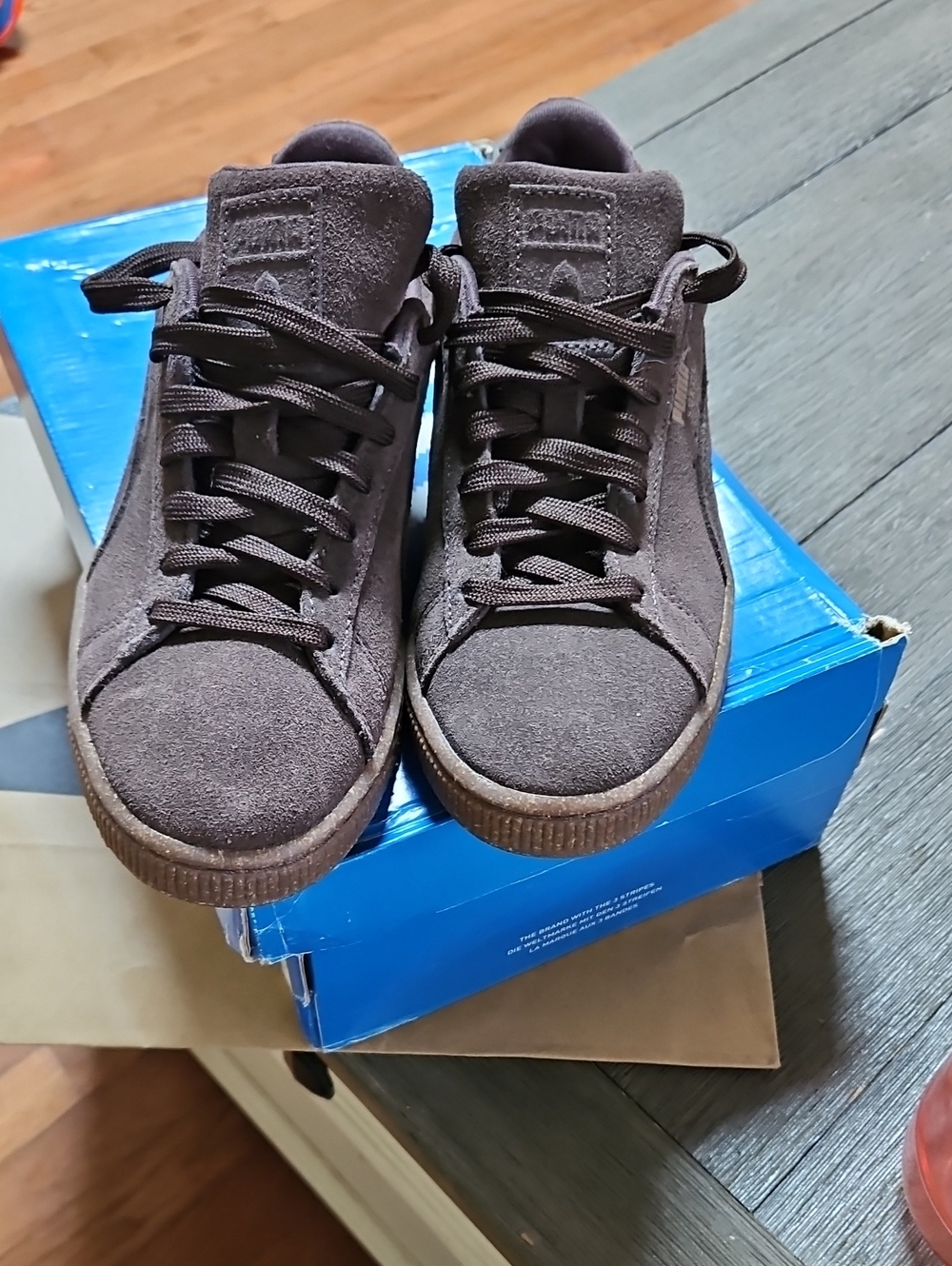 adidas Kids Brown Suede High-Top Sneakers